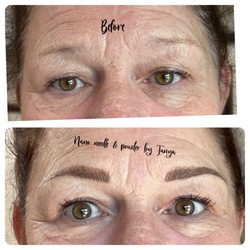 Permanent Makeup & Skincare by Tanya - Client hand nano needle brows with some powdered .  She is so happy with her new brows!