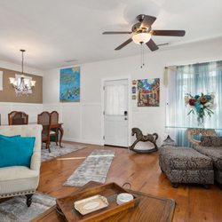 Living room and dining room