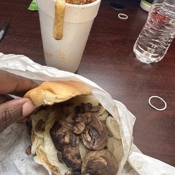 Tornado Burger - Single Patty Hamburger Combo I added onions and mushrooms. - Burgers Near Me - Stafford, Texas Tornado Burger - Single Patty Hamburger Combo I added onions and mushrooms. - Burgers Near Me - Stafford, Texas