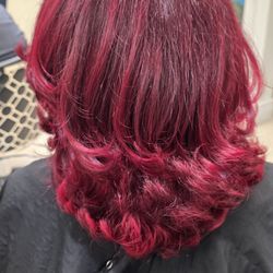 Hair Healers International - Red roots color and layered cut