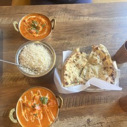 Chicken Tikka Masala and Paneer Masala Garlic Nan Chicken Tikka Masala and Paneer Masala Garlic Nan
