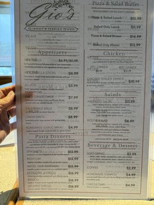 Menu photo 1 Gio’s Italian Restaurant Akron, OH Menu photo 1 Gio’s Italian Restaurant Akron, OH