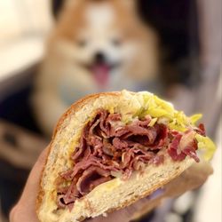 A K Meats - Hot Pastrami w/ swiss cheese, sweet french roll ($15.99) + add pepperoncini (+ 75 cents)