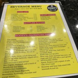 Bogey’s Indoor Golf - Menu