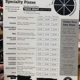 Pizza Menu Pizza Menu
