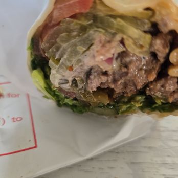 Schnitzly - rare burger in a wrap was dry and cooked more than well done - Kosher Near Me - Los Angeles, California