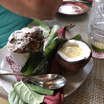 Silver Fork - Caribbean bread-pudding soufflé with coconut sauce - New American Near Me - Manchester, Vermont