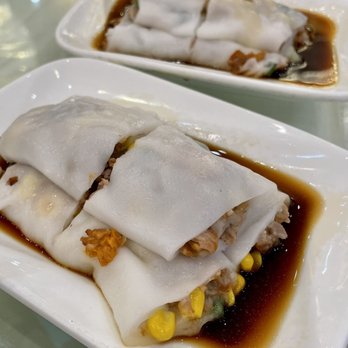 Happy Harbor - Steamed rice noodle roll with corn and bbq pork - Dim Sum Near Me - Rowland Heights, California