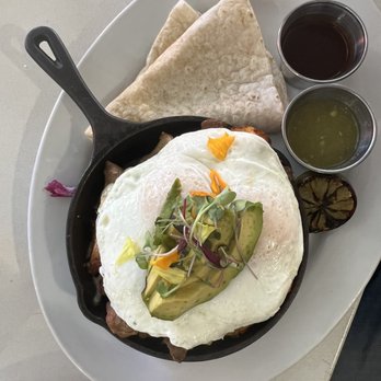 Morning Squeeze - Hangover Bowl (Eggs, green chile pork, potatoes, beans, cheese) - Breakfast & Brunch Near Me - Phoenix, Arizona Morning Squeeze - Hangover Bowl (Eggs, green chile pork, potatoes, beans, cheese) - Breakfast & Brunch Near Me - Phoenix, Arizona