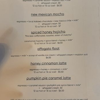 Sky Coffee - Menu - October - Coffee & Tea Near Me - Santa Fe, New Mexico