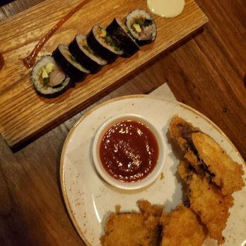 Uchiko Austin - P-38 and Eggplant tempura - Sushi Bars Near Me - Austin, Texas