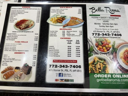 Menu photo 1 Bella Roma Port St. Lucie, FL