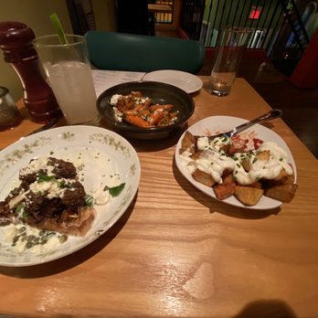 Moxy - Left to right: fried cauliflower, roasted carrots, fried potatoes. - American Near Me - Portsmouth, New Hampshire