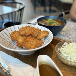 Chicken Thigh katsu curry and curry udon (without pork slices)