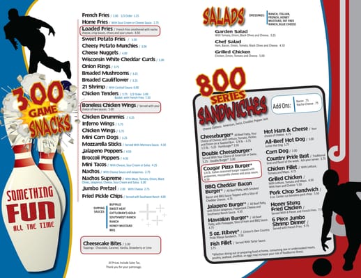 Menu photo 5 Cougar Lanes Clinton, WI