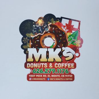 MK’s Donuts & Coffee - Special holiday sticker on box - Donuts Near Me - El Monte, California MK’s Donuts & Coffee - Special holiday sticker on box - Donuts Near Me - El Monte, California
