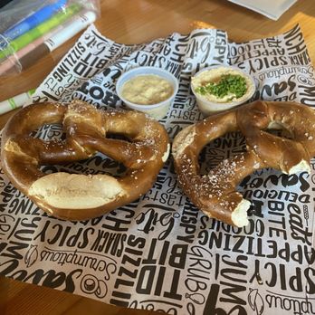 Za - Pretzel and cheese/jalapeños sauce and brown mustard - Pizza Near Me - Portland, Maine