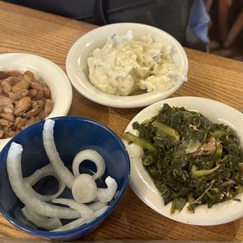 Cracker Barrel Old Country Store - Mashed Potatoes, Bowl of Pinto Beans, Bowl of Turnip Greens & Onions - Breakfast & Brunch Near Me - Statesville, North Carolina
