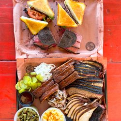 JNL Barbecue - 2 lbs Brisket 1 lb Pork Ribs 1 lb Turkey Breast 0.5 lb Pulled Pork Pint Green Beans Pint Mac & Cheese 2 BLT Sandwiches 1 Pastrami Sandwich