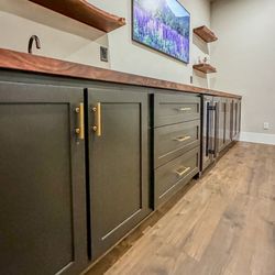 Old Soul Cabinetry & Millwork - Paint grade doors and drawers. View of solid slab countertop front edge