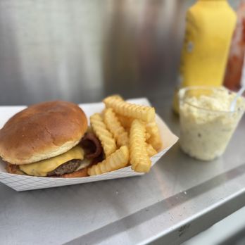 Reese's Roadside Eats and Treats - A Bacon Cheeseburger Fries and a side a potato salad - American Near Me