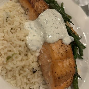 Roger Rocka's Dinner Theater - Salmon and rice with green beans - Dinner Theater Near Me - Fresno, California