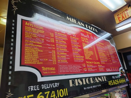 Menu photo 2 Milan Pizza San Francisco, CA Menu photo 2 Milan Pizza San Francisco, CA
