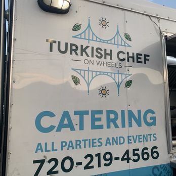 Turkish Chef on Wheels - Logo on the food truck with number for reserving them! - Food Trucks Near Me