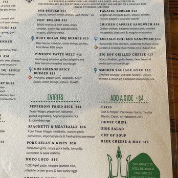 Dos Sirenos Brewing - Menu 2-2023 - Breweries Near Me - San Antonio, Texas