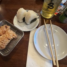 2 breast chicken and rice balls.