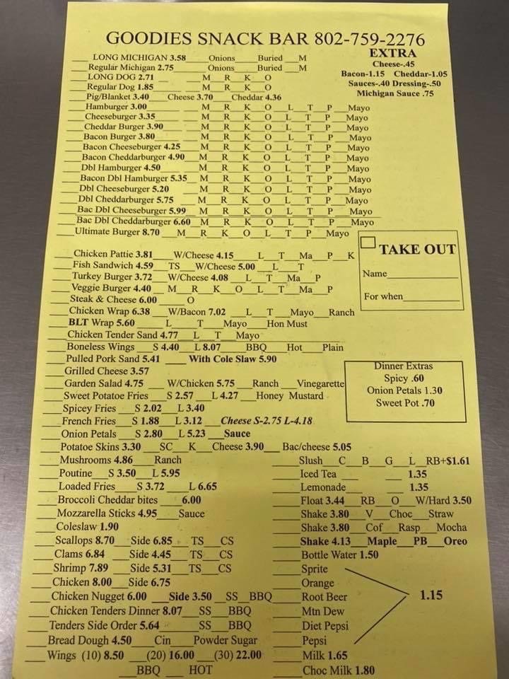 GOODIES SNACK BAR CLOSED 22 Reviews 6035 Vermont 17, Vergennes