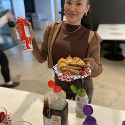 Bay Area Taco Catering - Our wonderful customers enjoying our indoor breakfast buffet with mini pancakes, sausages, and hashbrowns