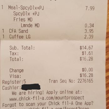 Chick-fil-A - Look at time stamp and the fact we hot lunch - Fast Food Near Me - Mount Prospect, Illinois