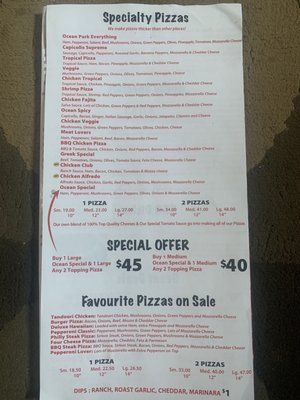 Menu photo 1 Ocean Park Pizza & Steak House Langley, BC