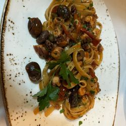 La Cantina del Sole - Fettuccine with octopus, capers, and Kalamata olives. Absolutely amazing! About 18 euro.