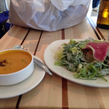 Root Down DIA - Soup and salad combo for $10 carrot Thai soup was amazing! - New American Near Me - Denver, Colorado