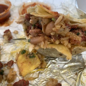 Tacos El Superior - I said no pineapple but they put it anyways. Only comes with beans, rice, onions, cilantro, and the choice of meat. - Mexican Near Me - Lancaster, California Tacos El Superior - I said no pineapple but they put it anyways. Only comes with beans, rice, onions, cilantro, and the choice of meat. - Mexican Near Me - Lancaster, California