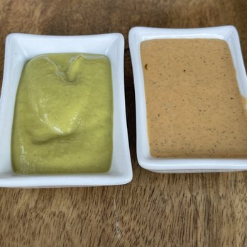 Bodegon No 69 - Green and orange sauces. Spicy but so good - Latin American Near Me - Pasadena, California