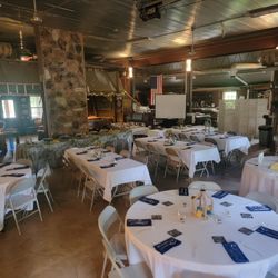 Sandy Ridge Smokehouse - Setting up for a wedding party