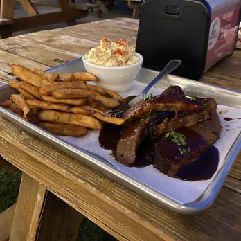 Gunsight Saloon - Brisket, fries and potato salad. - American Near Me - Columbia Falls, Montana