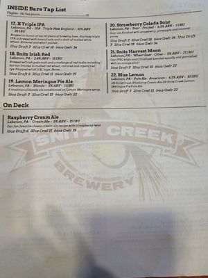Menu photo 3 Snitz Creek Brewery Annville, PA Menu photo 3 Snitz Creek Brewery Annville, PA
