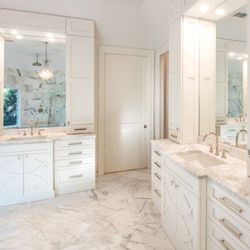 Austin Granite Direct - Calacatta Gold marble Bathroom Vanity and Floor