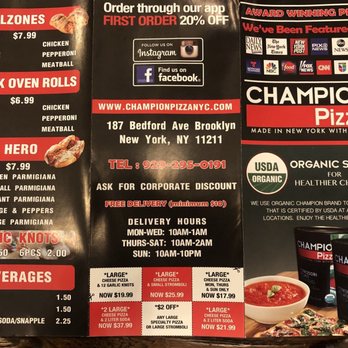 Champion Pizza - Menu - Pizza Near Me - Brooklyn, New York