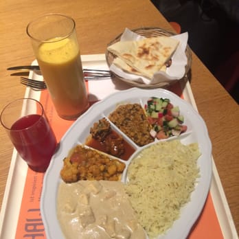Thali - Paneer - Frischkäsewürfel mit milder heller Sauce Delhi Style (Kardamon und Safran) - Indian Near Me - Vienna, 9