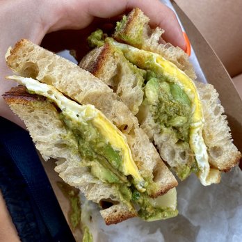 Black Market Bakers - Breakfast sandwich (avocado instead of bacon) with my choice of fried eggs, Gruyère and sourdough bread. - Bakeries Near Me - Edgewater, Maryland