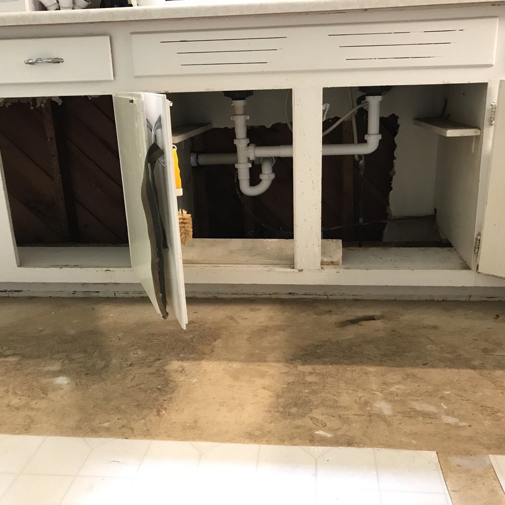 My floor has to be replaced; it was NOT wet. My cabinets cannot be rebuilt; they are 70-years old. My floor has to be replaced; it was NOT wet. My cabinets cannot be rebuilt; they are 70-years old.