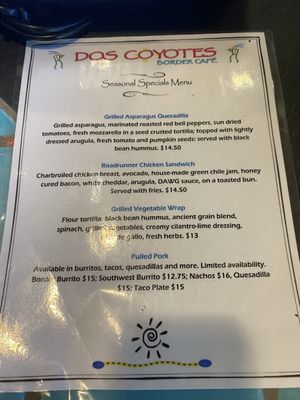 Menu photo 1 Dos Coyotes Border Cafe Elk Grove, CA