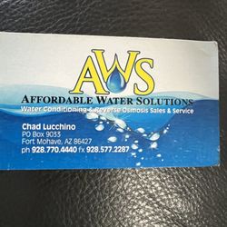 Affordable Water Solutions - Water conditioning and reverse osmosis sales and service card