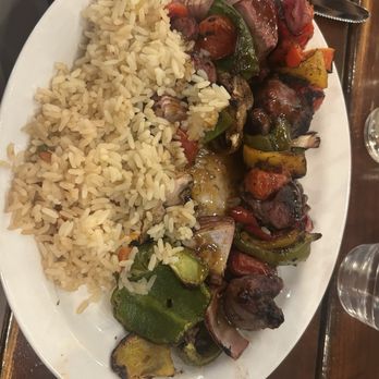 Great Escape Restaurant - Beef & chicken kebab. But no chicken. It had to be put back on the grill. - New American Near Me - Schiller Park, Illinois