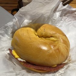 Egg bagel with Taylor Ham, Egg and Cheese // so good it's unreal